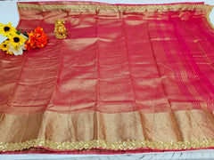 Women's Saree : Elegant Tissue Silk Saree, accompanied by an unstitched running blouse