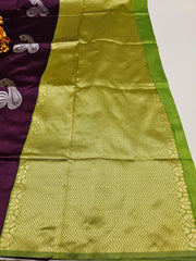 Women's Saree:Beautiful Pure Lichi Silk Weaving Work Borderless Saree With Unstitched Blouse