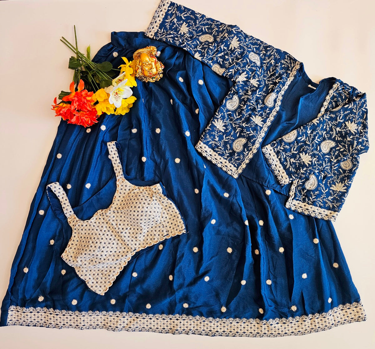 Women's Lehenga: Ready to Wear Lehenga, Fully Stitched Elegant 3-Piece Designer Lehenga Set - Blue