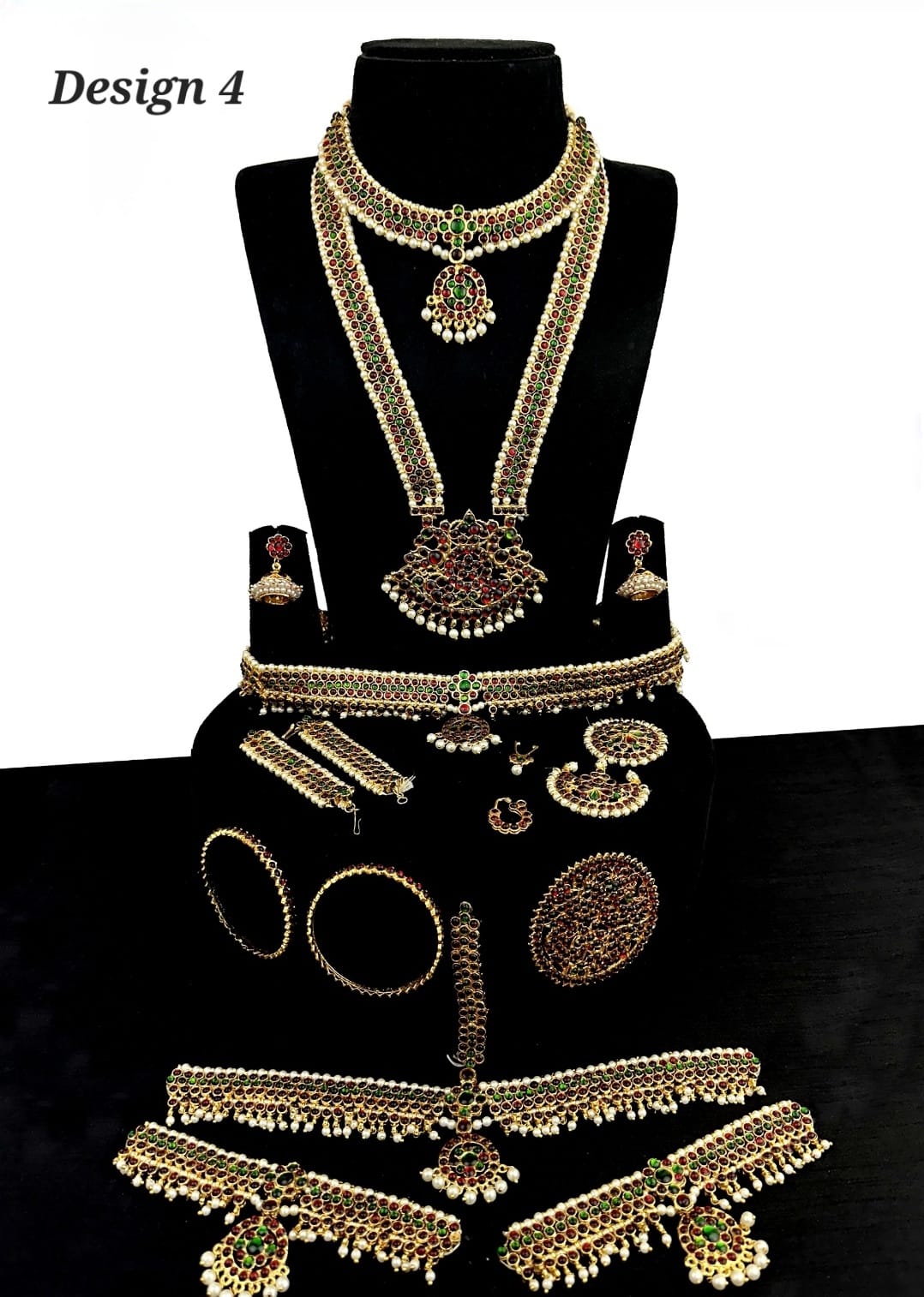 Bharatanatyam Full Set Classical Indian Dance Jewelry Set - Design 4