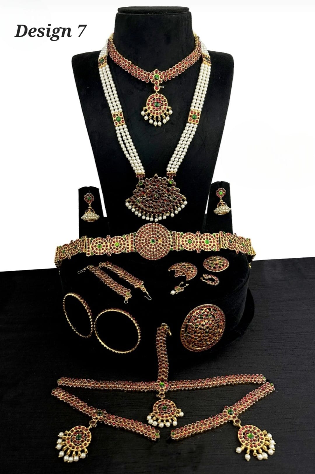 Bharatanatyam Full Set Classical Indian Dance Jewelry Set - Design 7