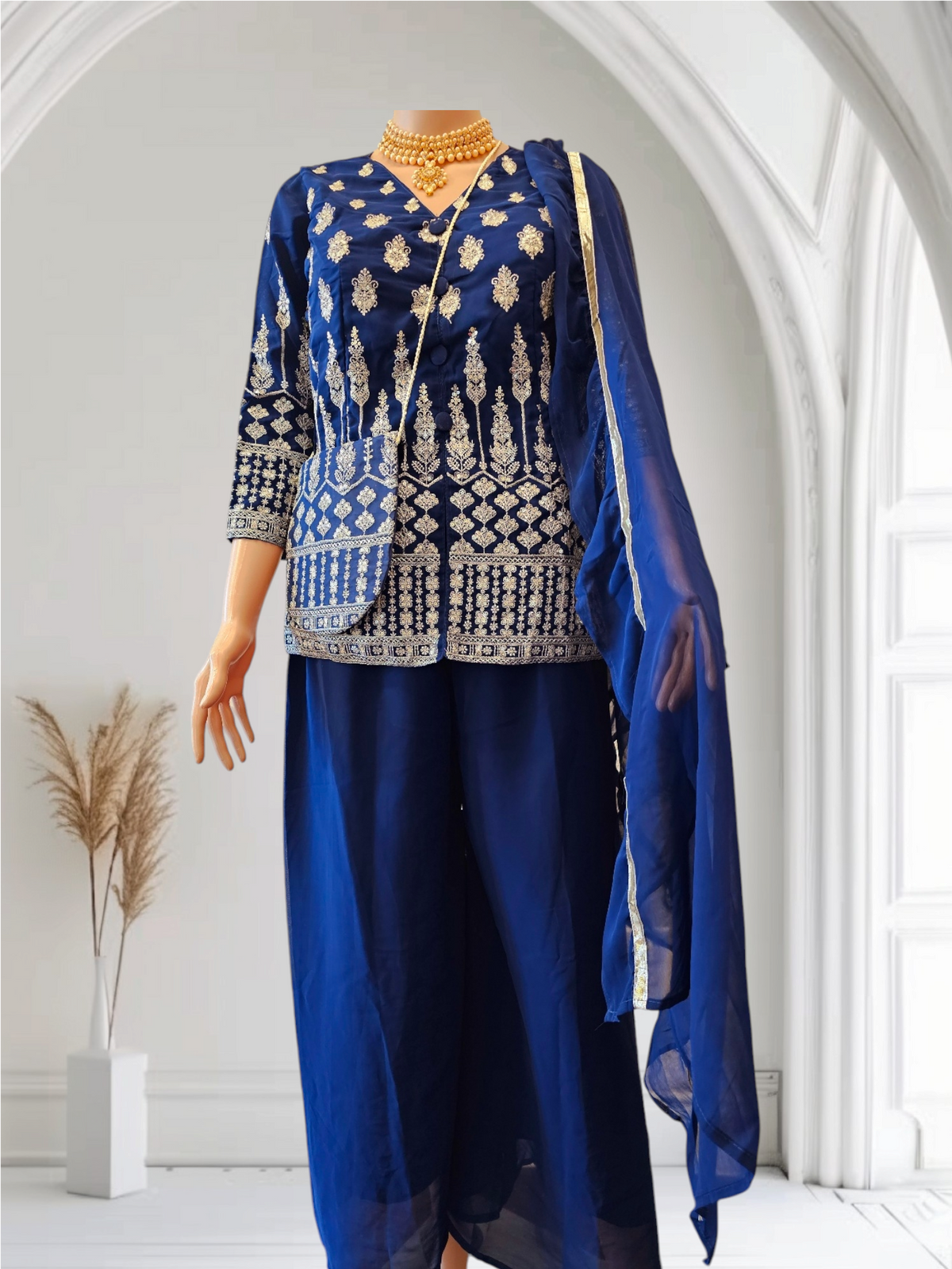 Ready To Wear 4-piece Exclusive Designer Palazzo Set - Blue