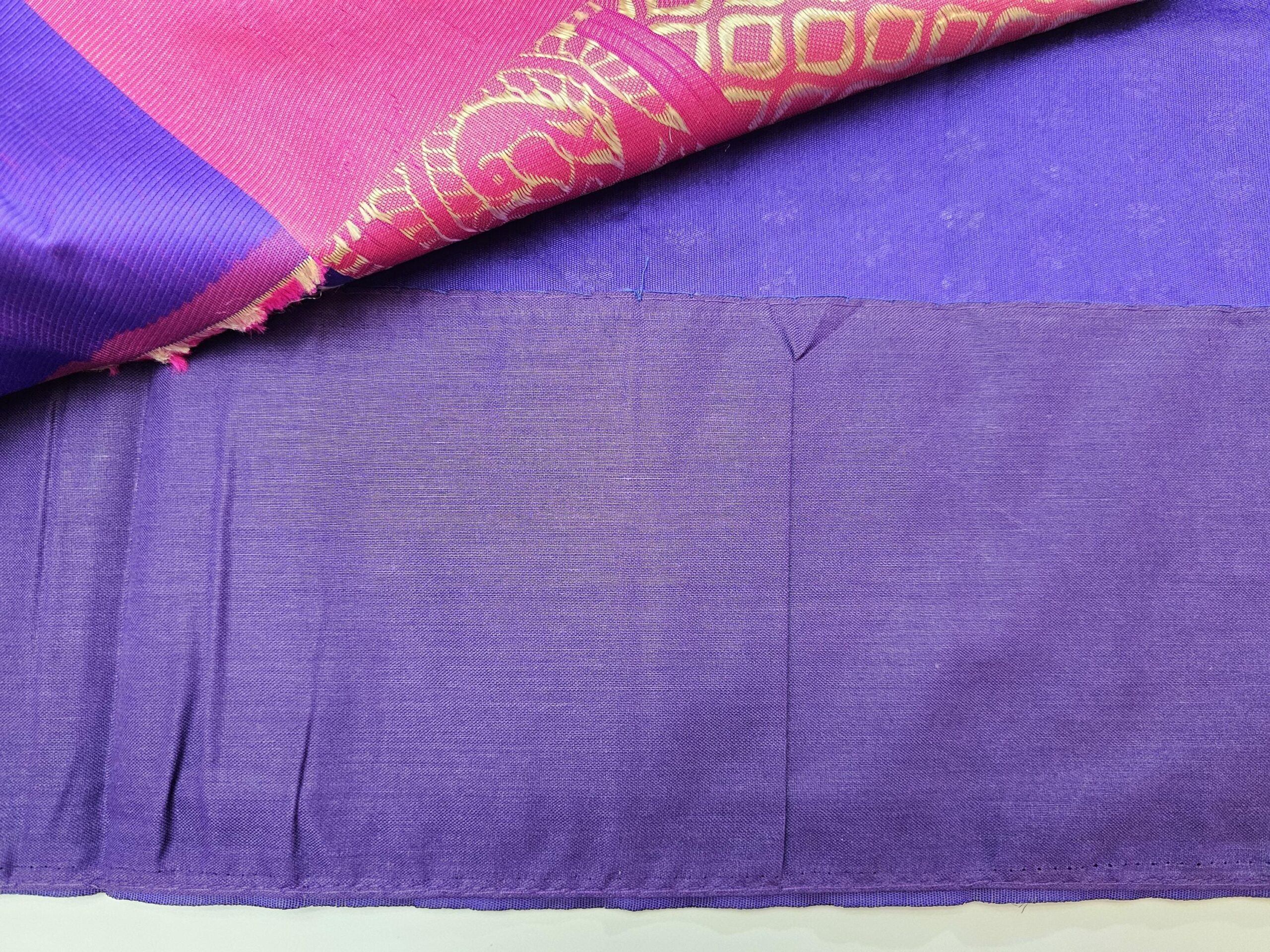 il_fullxfull.6274437608_qnm1.jpg Violet Lichi Silk Saree: Stitched Designer Blouse, Wedding Party Wear - Image 9