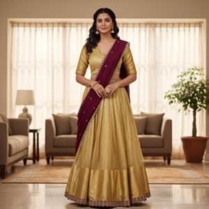 tissue silk half saree lehenga set for girls & women