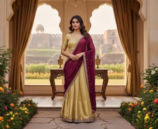 tissue silk half saree lehenga set for girls & women