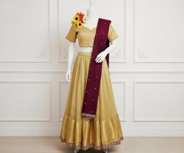 tissue silk half saree lehenga set for girls & women