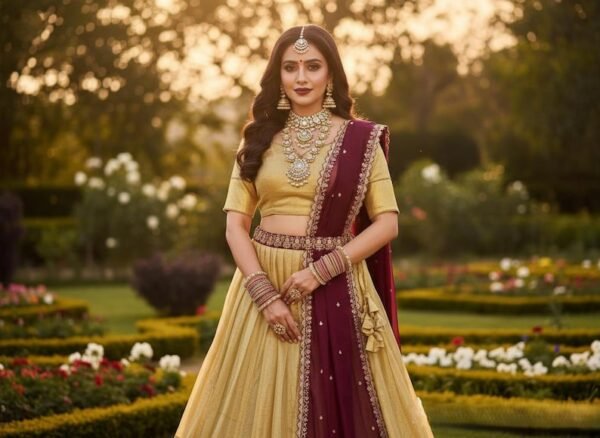 tissue silk half saree lehenga set for girls & women
