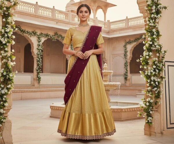 tissue silk half saree lehenga set for girls & women
