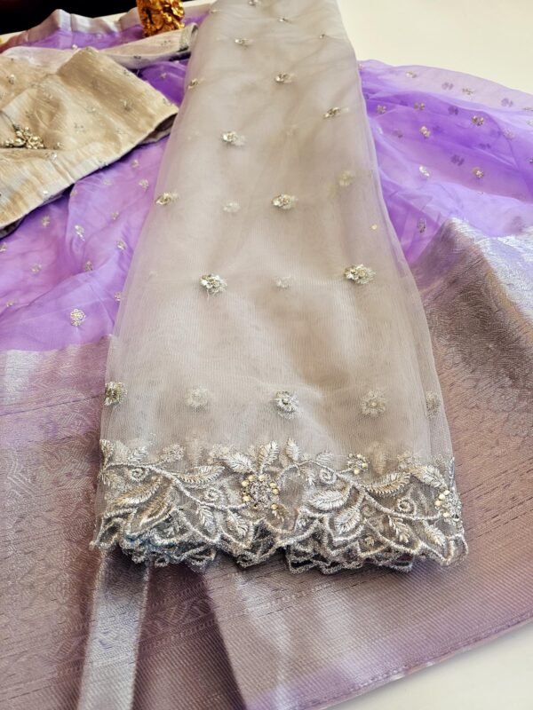 ready to wear fully stitched trendy organza half sarees sets lavender
