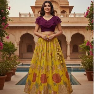 Floral Georgette Lehenga with Blouse: Thread & Sequin Work, Festive Outfit for Teens and Women