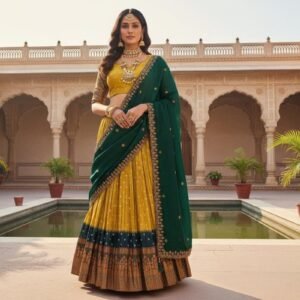 Embroidered Silk Lehenga: Ready to Wear, Fully Stitched