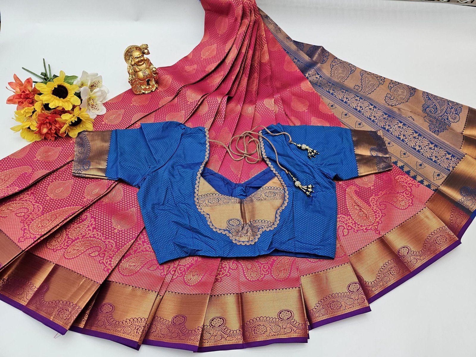 il_fullxfull.6268783906_h0yp.jpg Pink Kanchipuram Silk Saree: Stitched Blouse, Woven Design - Image 3