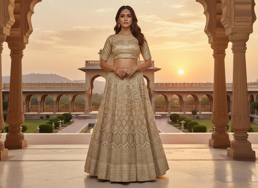 il_fullxfull.7340119632_cy5x.jpg Glitter Net Embroidered Lehenga Choli: Ready to Wear Ethnic Dress - Image 5