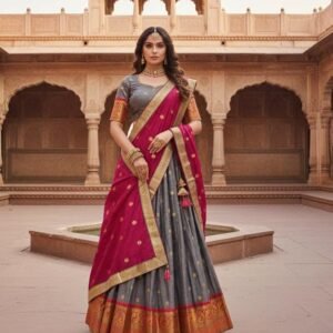Narayanpet Half Saree: Zari Weaving, Indian Lehenga Set