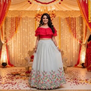 Sequence Floral Lehenga with Blouse: Thread & Sequin Work, Festive Outfit for Teens and Women