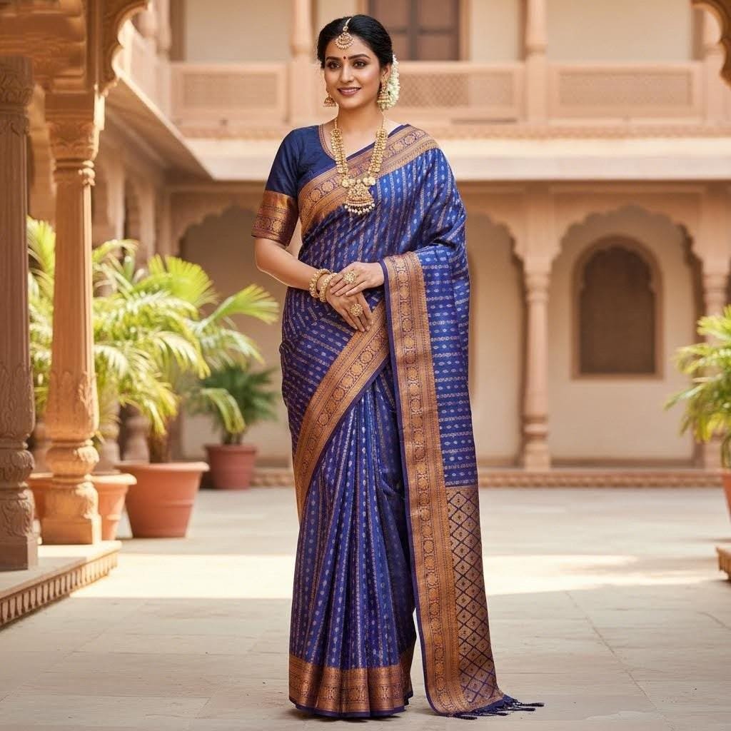 il_fullxfull.7499346709_t4n0.jpg Elegant Vaira Oosi Semi Silk Saree with Stitched Designer Blouse - Image 4