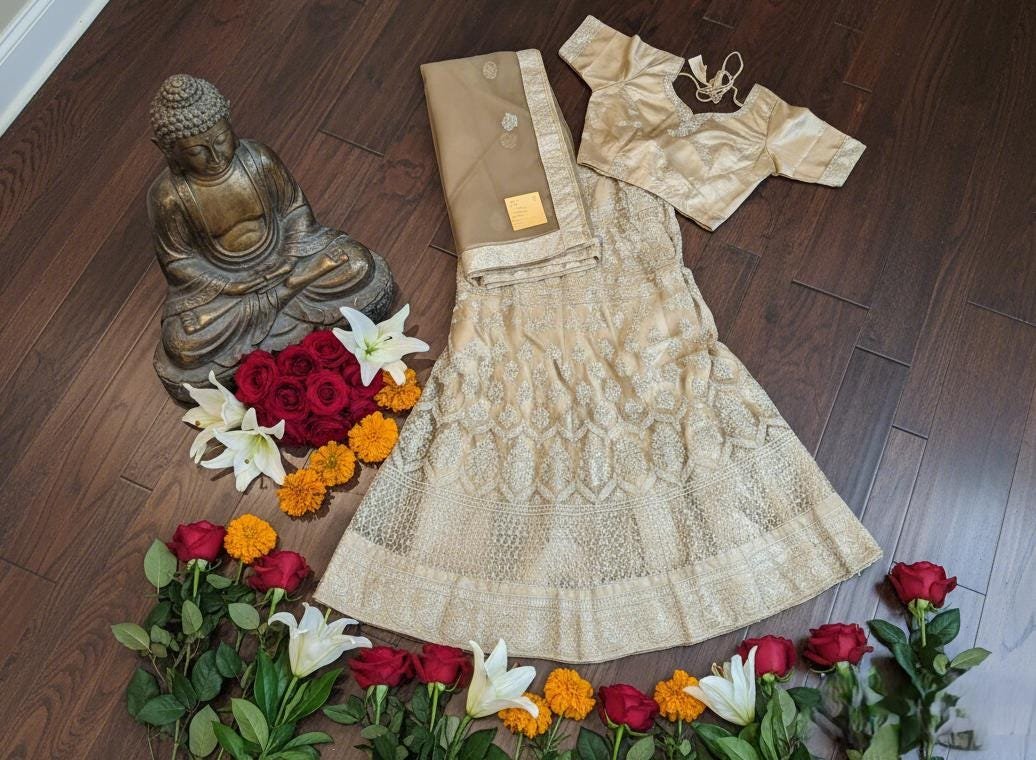 il_fullxfull.7340119612_85hp.jpg Glitter Net Embroidered Lehenga Choli: Ready to Wear Ethnic Dress - Image 2