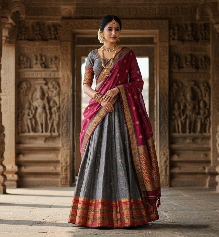 il_fullxfull.7357705534_33qa.jpg Narayanpet Zari Lehenga: Stitched Indian Half Saree, Festive Ethnic Wear - Image 7