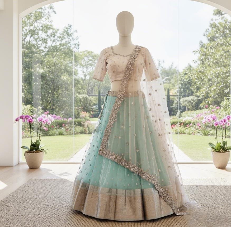 ready to wear trendy organza half sarees sets pastel blue ready to wear trendy organza half sarees sets pastel blue