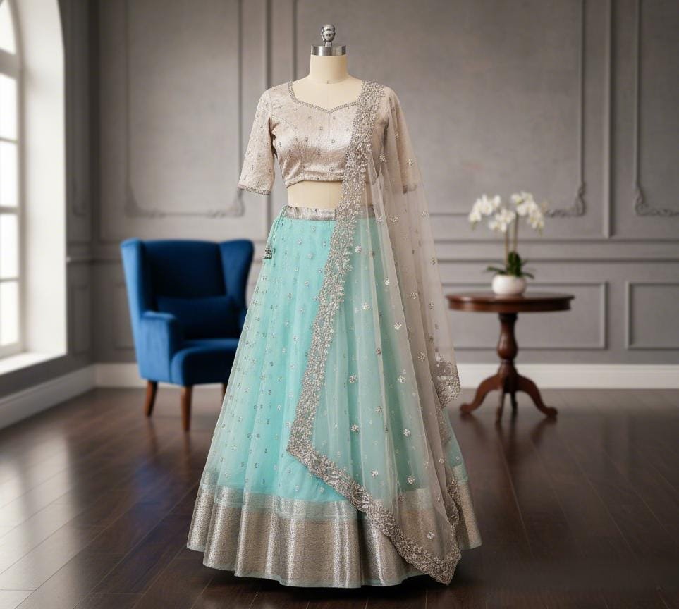 ready to wear trendy organza half sarees sets pastel blue ready to wear trendy organza half sarees sets pastel blue