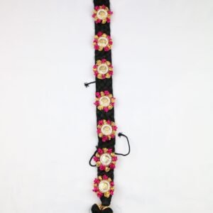 Jada Billa set with Hair Extension Women Premium-Flower/Stone - Red and Gold