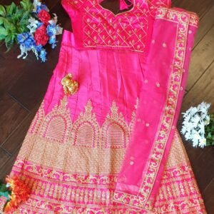 Pink Satin Lehenga Choli: Embroidered Indian Dress