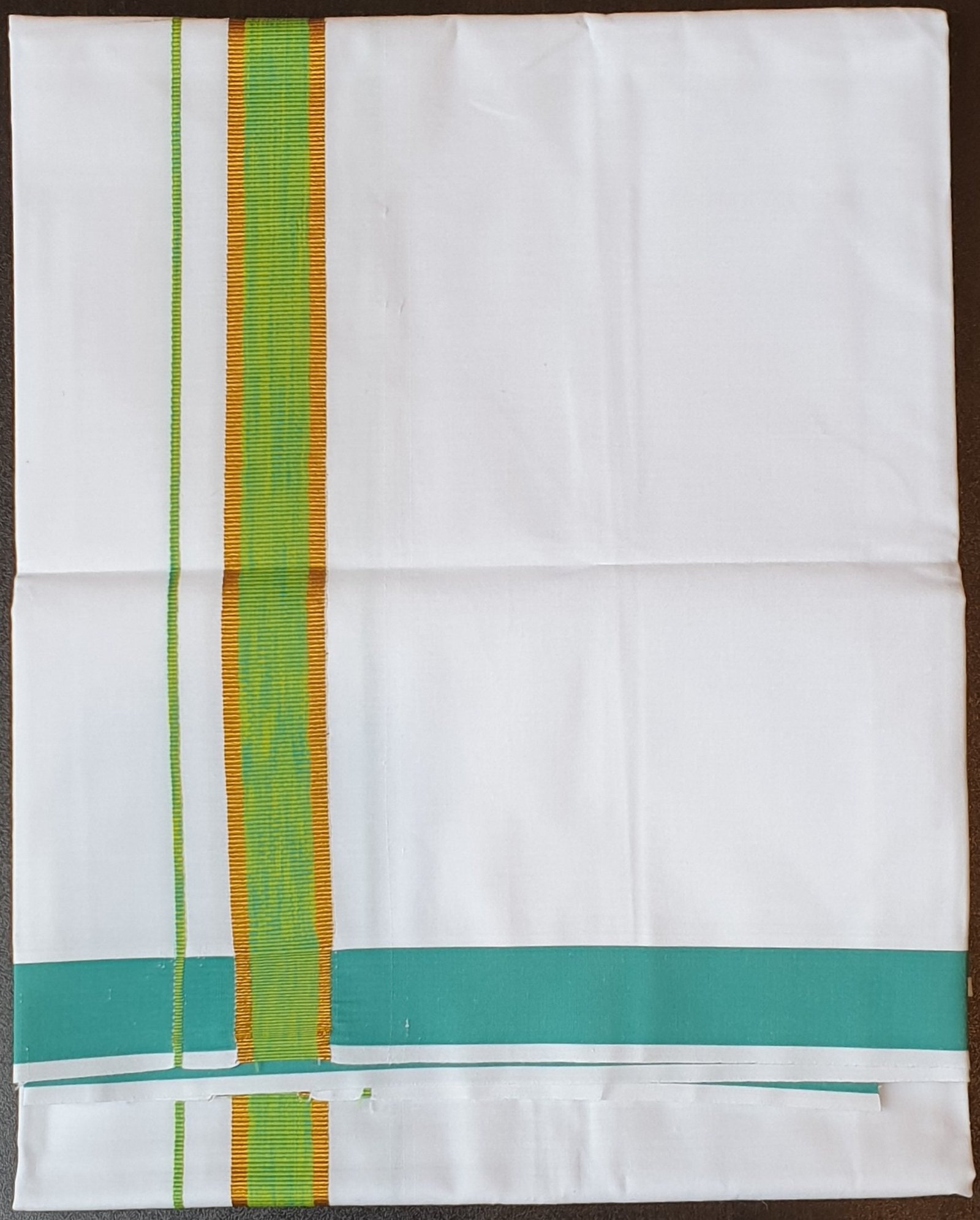 il_fullxfull.3343796273_9u4x.jpg Single White Dhoti with Multi-Color Fancy Borders – 100% Cotton - Image 3