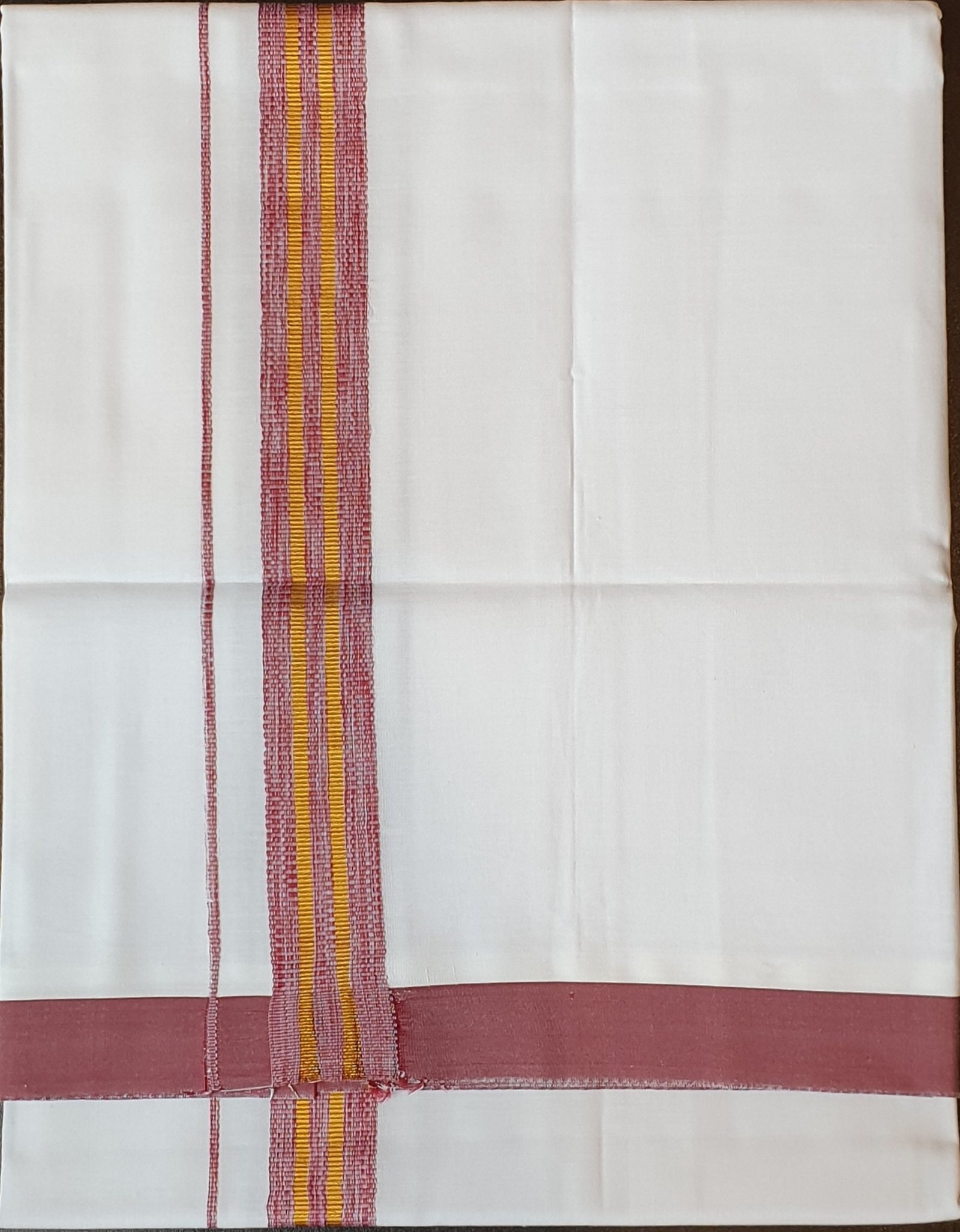 il_fullxfull.3343796369_hsj2.jpg Single White Dhoti with Multi-Color Fancy Borders – 100% Cotton - Image 7