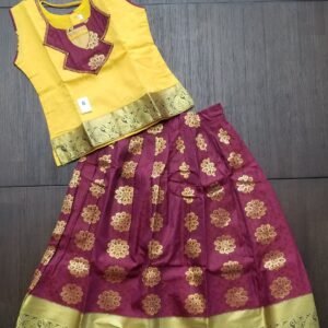 Kids' Stitched Silk Lehenga Set, Ethnic Pattu Pavadai