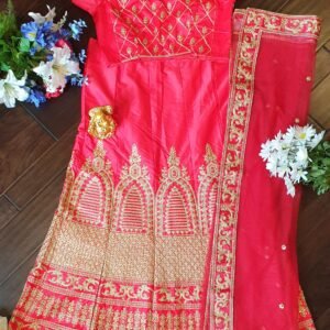 Pink Satin Lehenga Choli: Embroidered Indian Dress