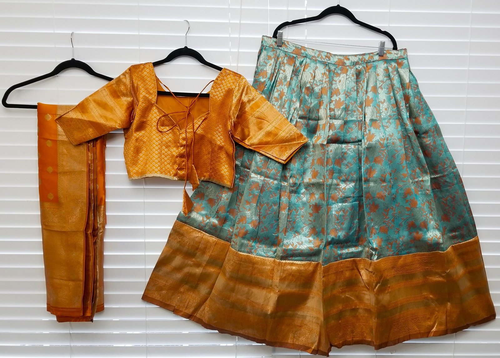 il_fullxfull.5435195371_44xt.jpg Kanjeeveram Silk Half Saree: Indian Lehenga Set, Zari & Moti Work - Image 2