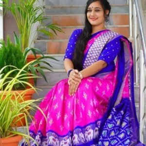 Linen Cotton Saree: Kochampalli Design, Zari Border (Unstitched Blouse)