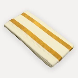 Cream Cotton Jari Towel – Traditional Gold Border, 90x175cm