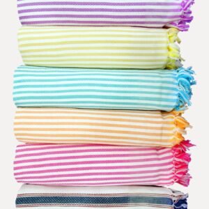 Striped Cotton Beach Towel, Ultra Absorbent, Quick-Drying (75x150cm)
