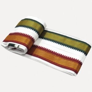 Panchakacham towel - Devotional Cotton Blend with Jari Border (Unstitched)