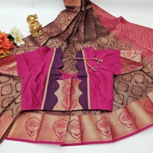 Maroon Silk Saree: Weaving Work, Stitched Blouse