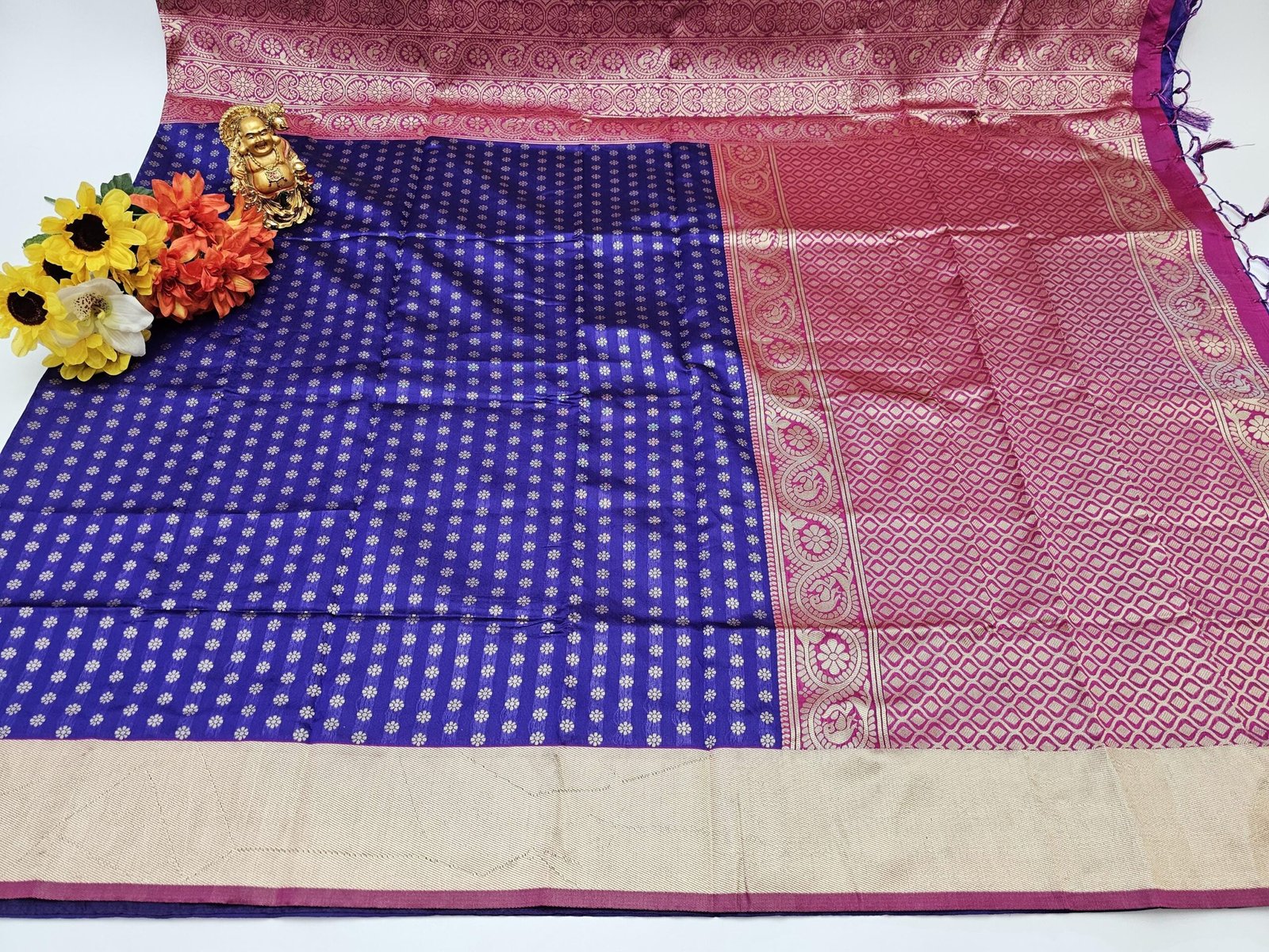 il_fullxfull.6274437600_bvtc.jpg Violet Lichi Silk Saree: Stitched Designer Blouse, Wedding Party Wear - Image 10