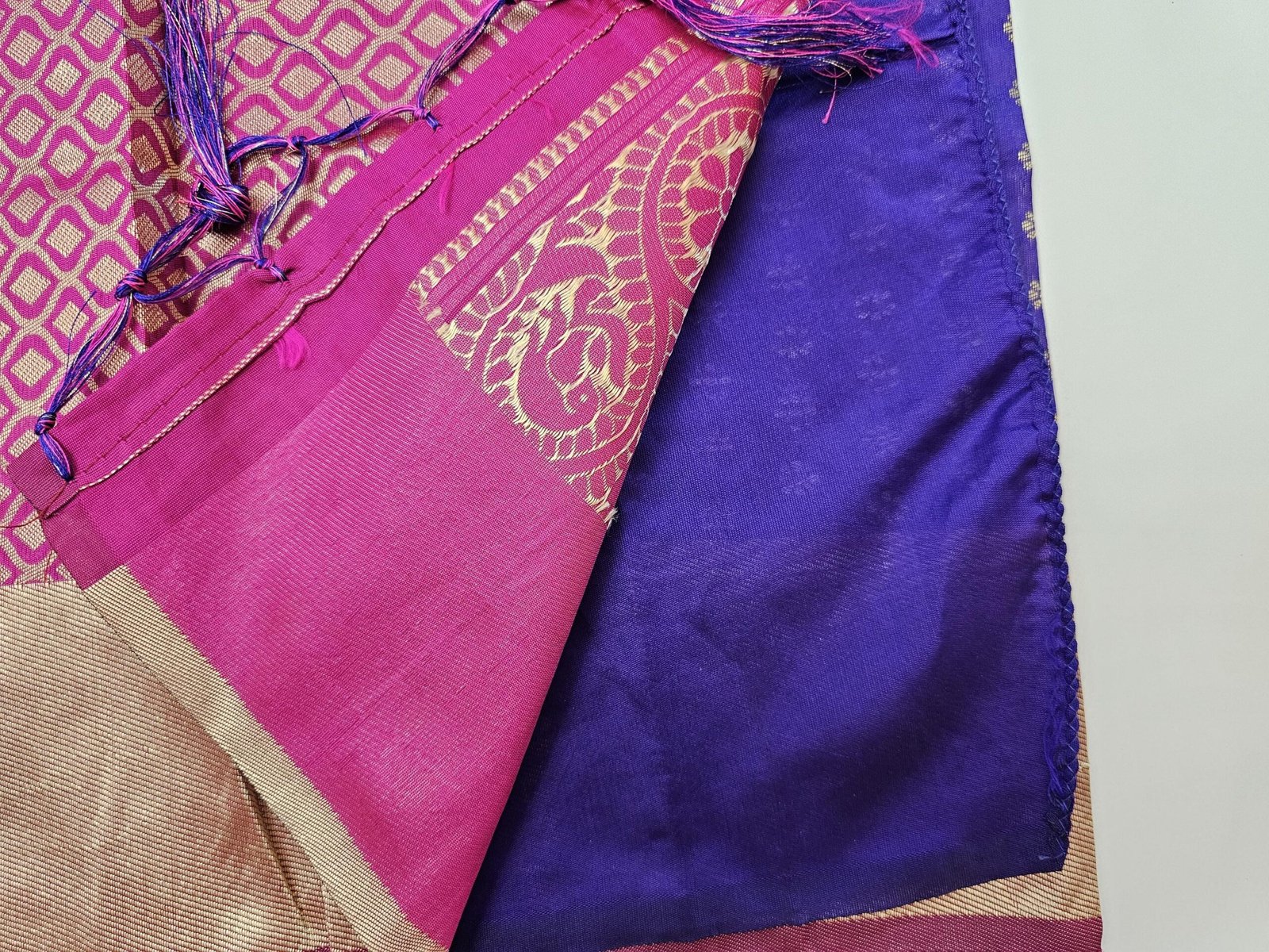il_fullxfull.6322500793_rb3s.jpg Violet Lichi Silk Saree: Stitched Designer Blouse, Wedding Party Wear - Image 8