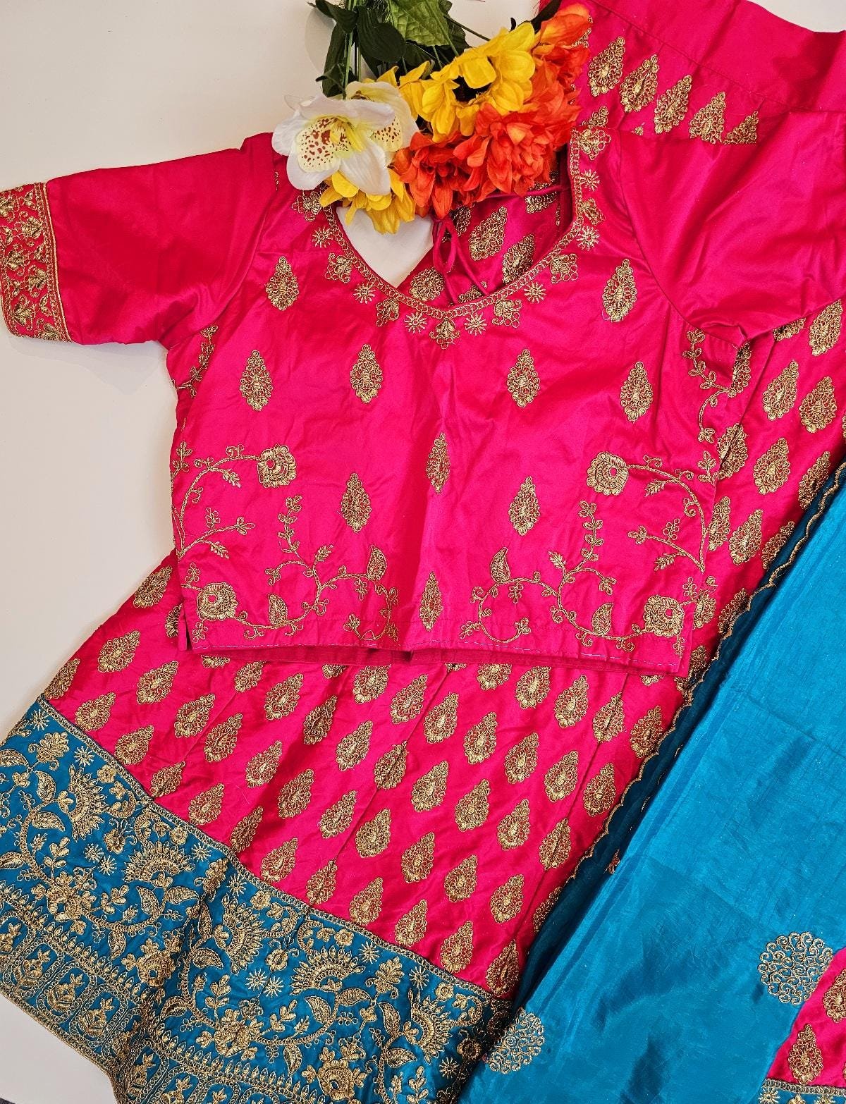 il_fullxfull.6398766124_c336.jpg Embroidered Silk Lehenga: Ready to Wear Indian Wedding Dress - Image 6