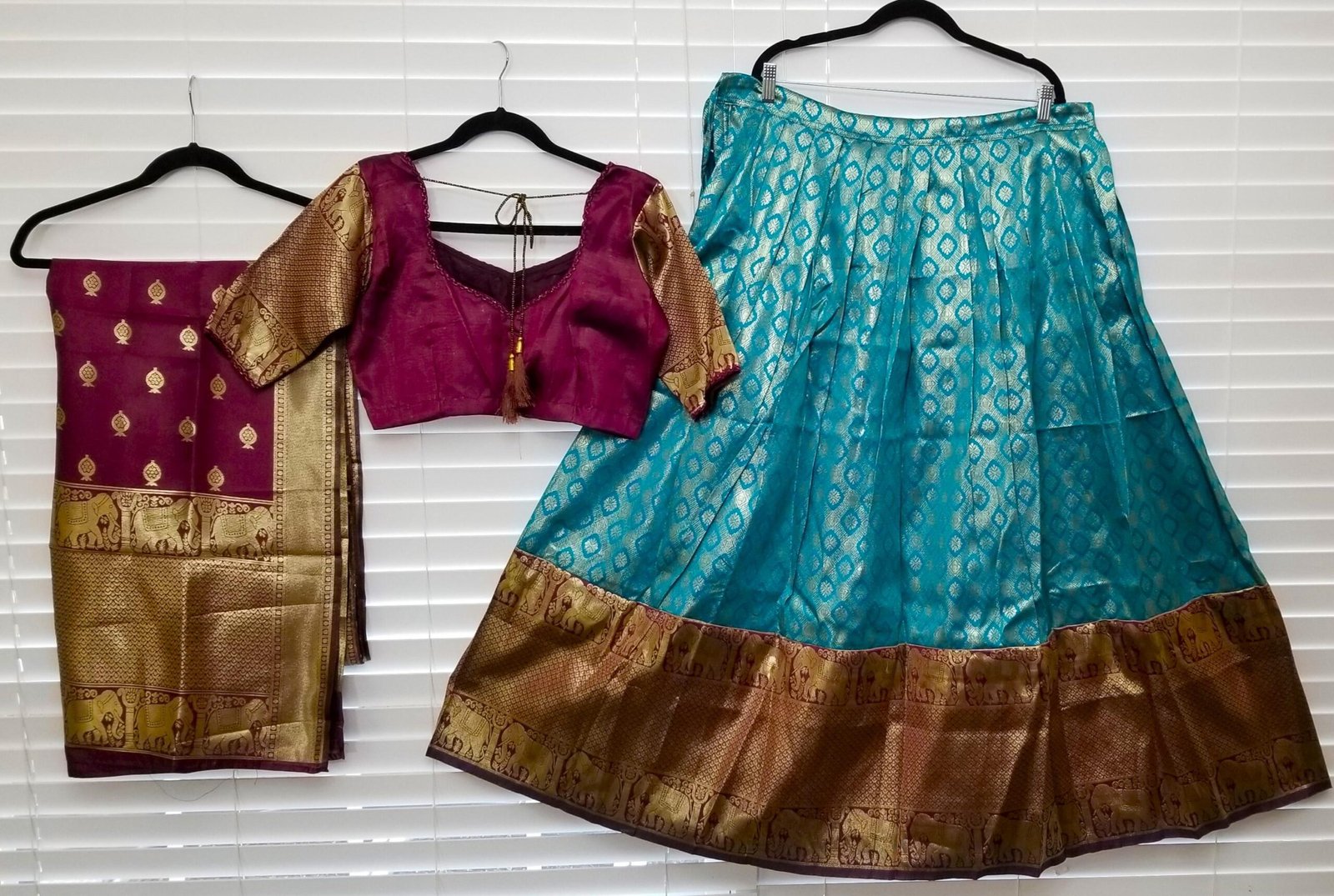 il_fullxfull.6402661553_kyj3.jpg Kanjeeveram Silk Half Saree: Indian Lehenga Set, Zari & Moti Work - Image 4