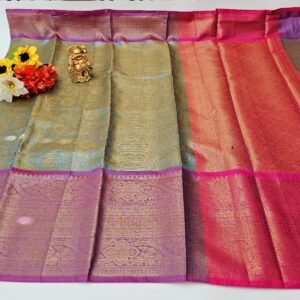 Women's Saree : Elegant Tissue Silk Saree, accompanied by an unstitched running blouse