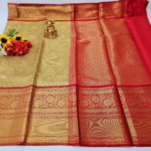 Women's Saree : Elegant Tissue Silk Saree, accompanied by an unstitched running blouse