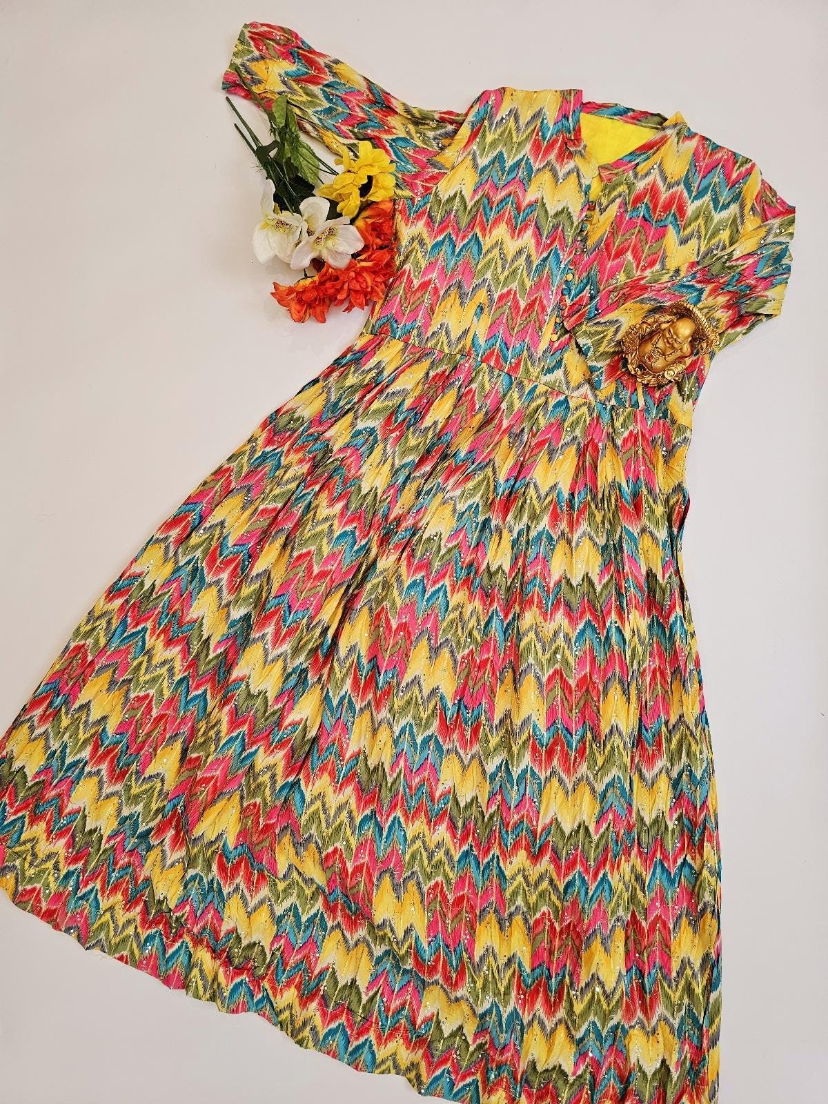 il_fullxfull.6446833749_35ub.jpg Fully Stitch Ready made Women Designer Long Gown with Hipbelt - Image 2