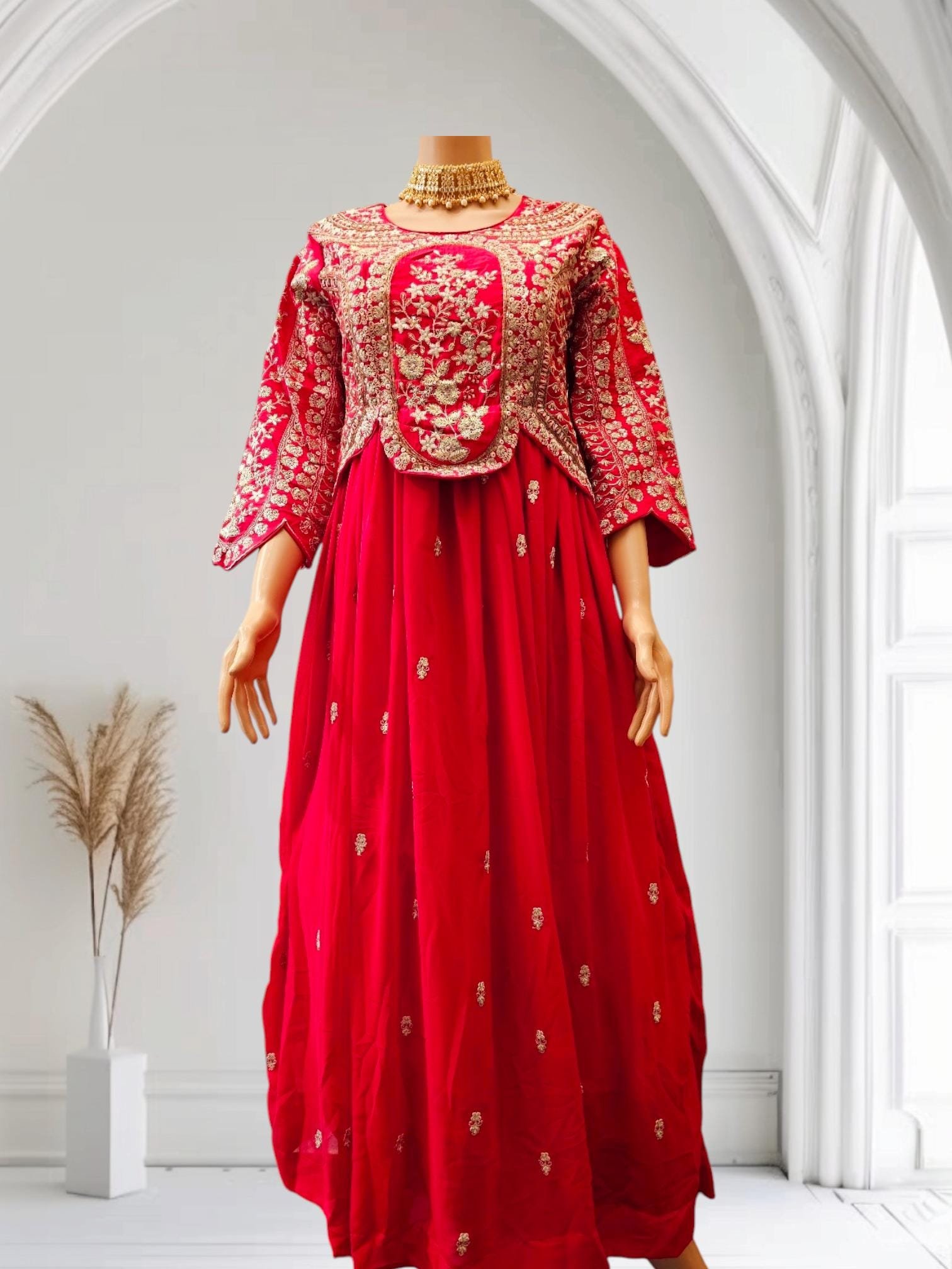 il_fullxfull.6474794314_roa1.jpg Fully Stitch Ready made Women Party Wear Designer Long Gown - Pink - Image 7