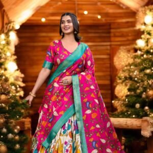 Ready To Wear Fully Stitched Kalamkari Dola Silk Lehenga Choli set