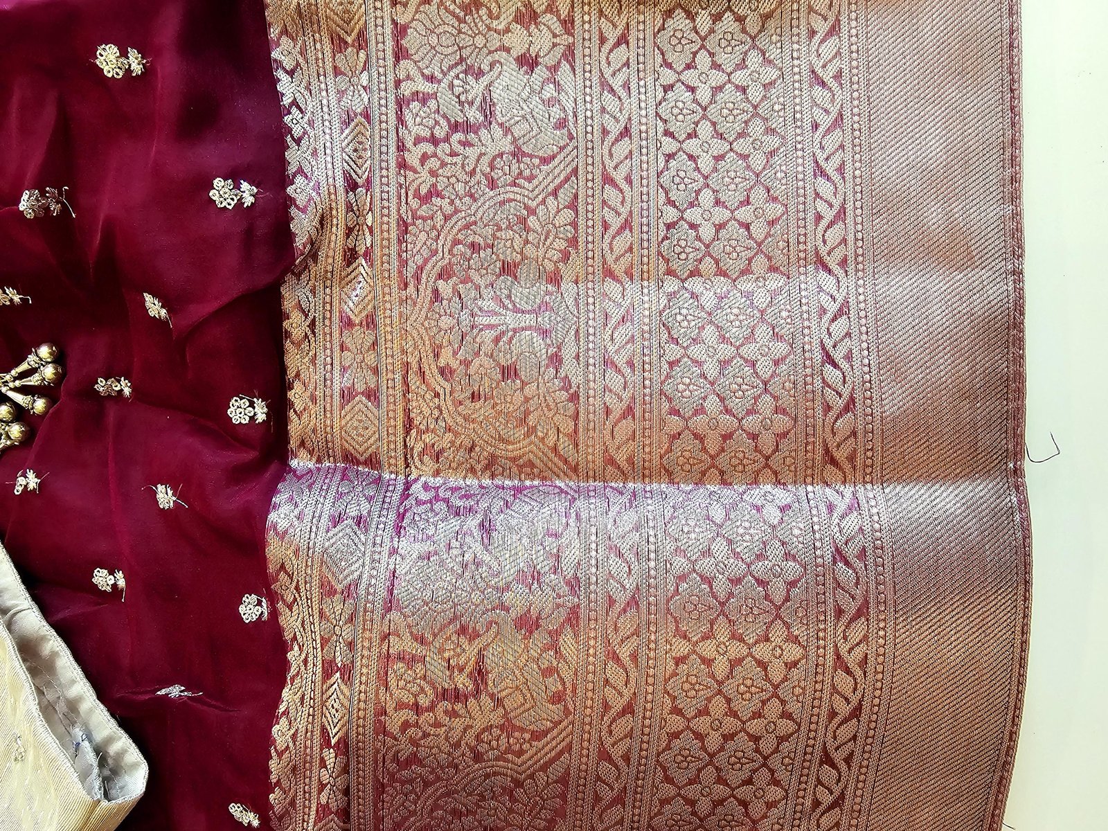 il_fullxfull.6559078747_ok1z.jpg Ready To Wear Fully Stitched Trendy Organza Half Sarees Sets - Wine - Image 7