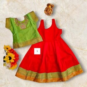 Girls' Silk Lehenga Choli Set: Indian Ethnic Silk skirt with Top