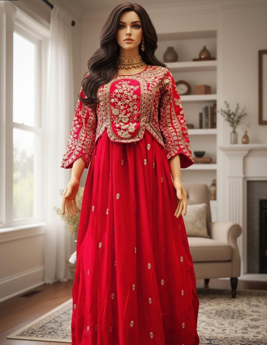 il_fullxfull.7287322672_9v0d.jpg Fully Stitch Ready made Women Party Wear Designer Long Gown - Pink - Image 5