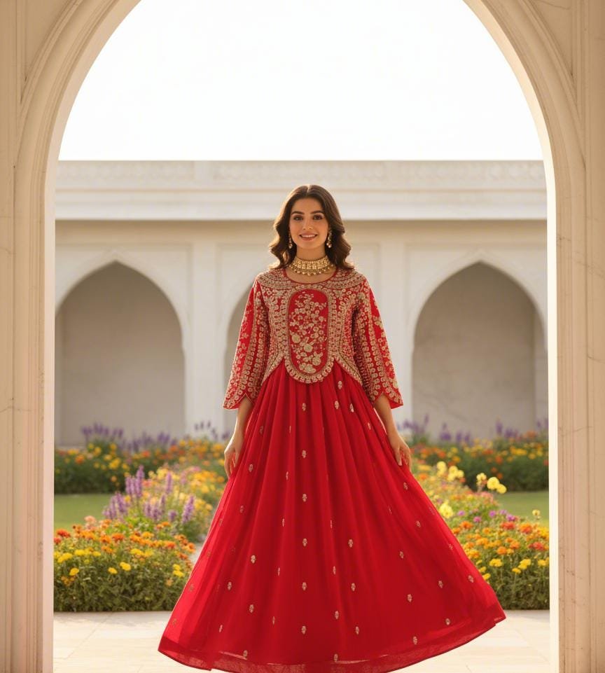 il_fullxfull.7287322714_ovx0.jpg Fully Stitch Ready made Women Party Wear Designer Long Gown - Pink - Image 6