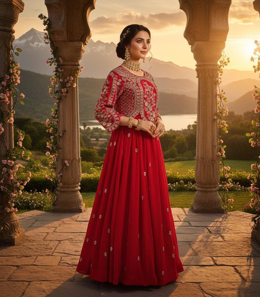 il_fullxfull.7335267799_cwg5.jpg Fully Stitch Ready made Women Party Wear Designer Long Gown - Pink - Image 3